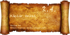 Káplár Anikó névjegykártya